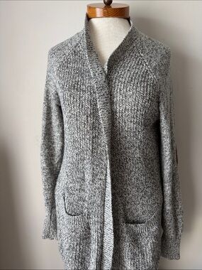 Shawl-Collar Open-Front Cardigan - Gray
